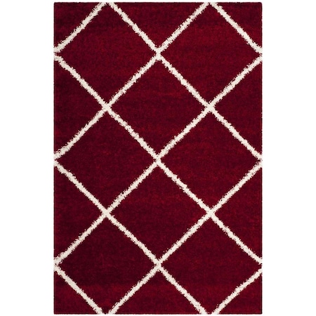 Safavieh 5 ft. 1 in. x 7 ft. 6 in. Hudson Shag Power Loomed Rug; Red & Ivory - Medium Rectangle SGH281R-5